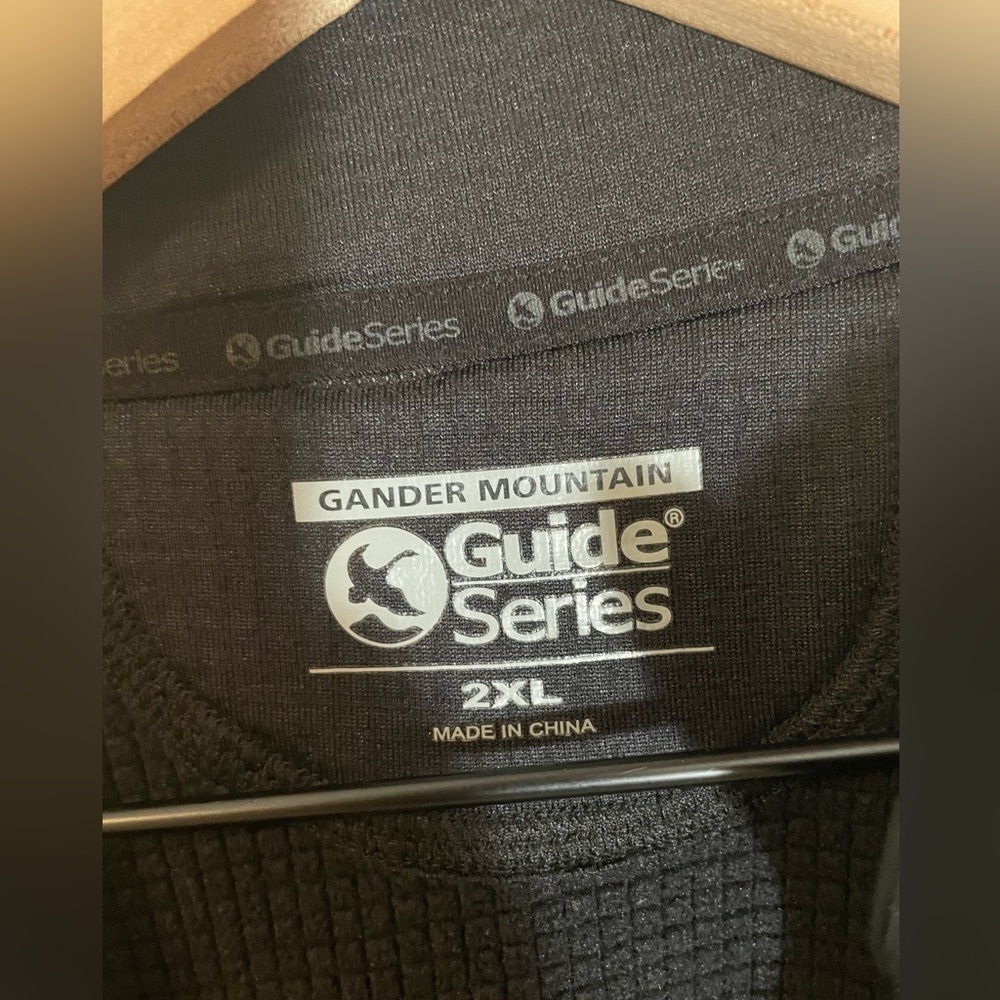 Guide Series Black 1/4 Zip Mens Size XXL Ling Sleeve Light Fleece Shirt Layer - Picture 2 of 9